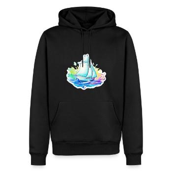 Segelboot - Illustration - Männer Premium Bio Hoodie - Schwarz - Vorne - Nico (187cm)