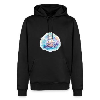 Segelboot - Illustration - Männer Premium Bio Hoodie - Schwarz - Vorne - Nico (187cm)