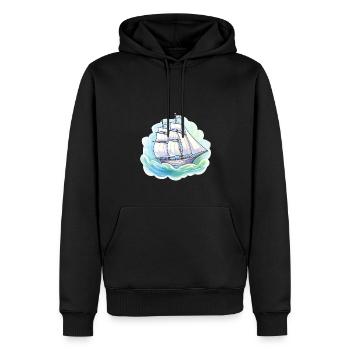 Segelboot - Illustration - Männer Premium Bio Hoodie - Schwarz - Vorne - Nico (187cm)