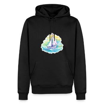 Segelboot - Illustration - Männer Premium Bio Hoodie - Schwarz - Vorne - Nico (187cm)
