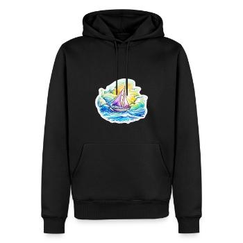 Segelboot - Illustration - Männer Premium Bio Hoodie - Schwarz - Vorne - Nico (187cm)