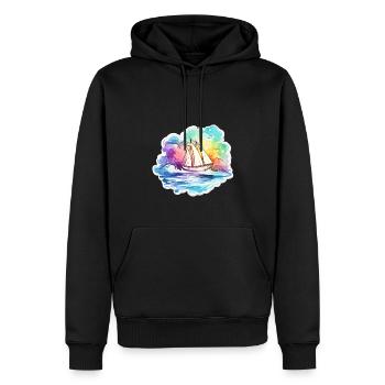 Segelboot - Illustration - Männer Premium Bio Hoodie - Schwarz - Vorne - Nico (187cm)