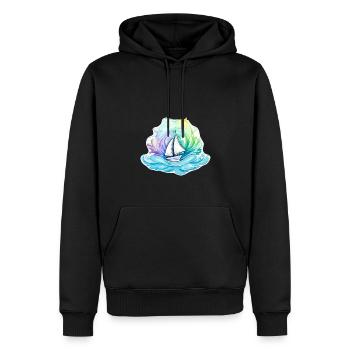 Segelboot - Illustration - Männer Premium Bio Hoodie - Schwarz - Vorne - Nico (187cm)