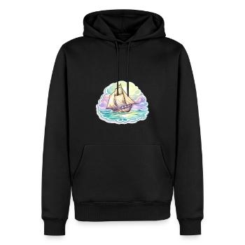 Segelboot - Illustration - Männer Premium Bio Hoodie - Schwarz - Vorne - Nico (187cm)