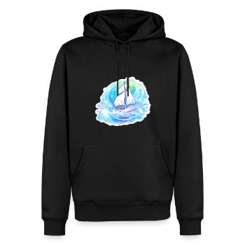 Segelboot - Illustration - Männer Premium Bio Hoodie - Schwarz - Vorne - Nico (187cm)