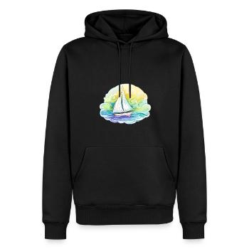 Segelboot - Illustration - Männer Premium Bio Hoodie - Schwarz - Vorne - Nico (187cm)