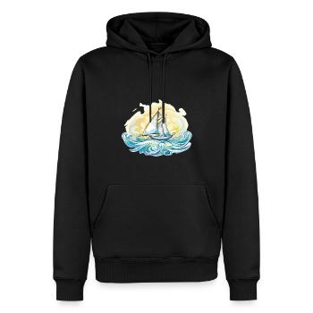Segelboot - Illustration - Männer Premium Bio Hoodie - Schwarz - Vorne - Nico (187cm)
