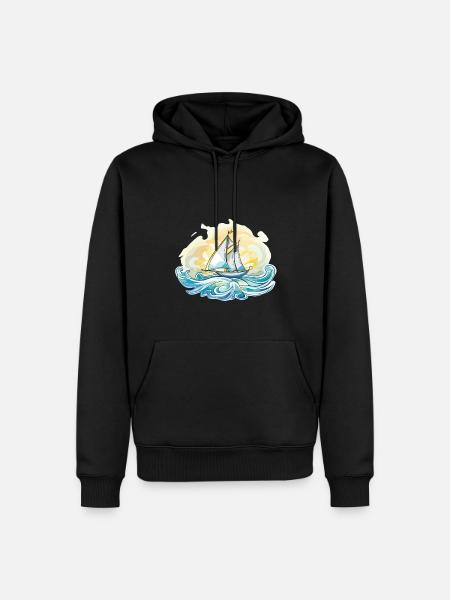 Sailboat - illustration - Men’s Premium Organic Hoodie - black