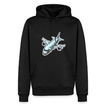 Flugzeug - Illustration - Männer Premium Bio Hoodie - Schwarz - Vorne - Nico (187cm)