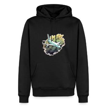 Flugzeug - Illustration - Männer Premium Bio Hoodie - Schwarz - Vorne - Nico (187cm)