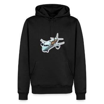 Flugzeug - Illustration - Männer Premium Bio Hoodie - Schwarz - Vorne - Nico (187cm)