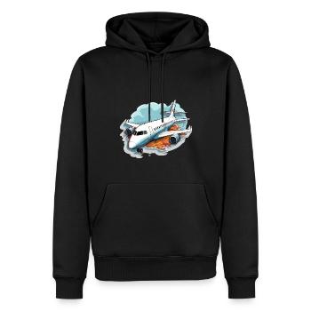 Flugzeug - Illustration - Männer Premium Bio Hoodie - Schwarz - Vorne - Nico (187cm)