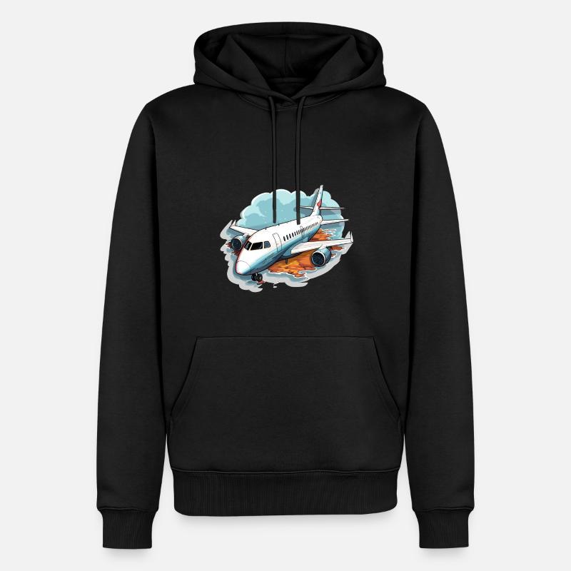 Avion - illustration - Sweat à capuche Premium bio Homme - noir