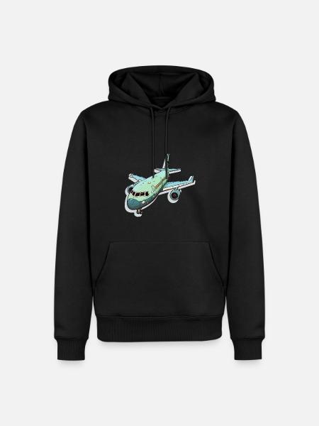 Airplane - illustration - Men’s Premium Organic Hoodie - black