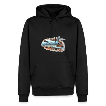 Flugzeug - Illustration - Männer Premium Bio Hoodie - Schwarz - Vorne - Nico (187cm)
