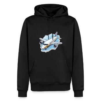 Flugzeug - Illustration - Männer Premium Bio Hoodie - Schwarz - Vorne - Nico (187cm)