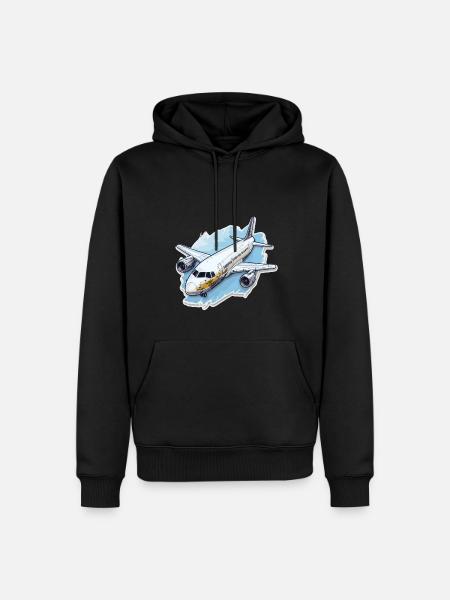 Airplane - illustration - Men’s Premium Organic Hoodie - black