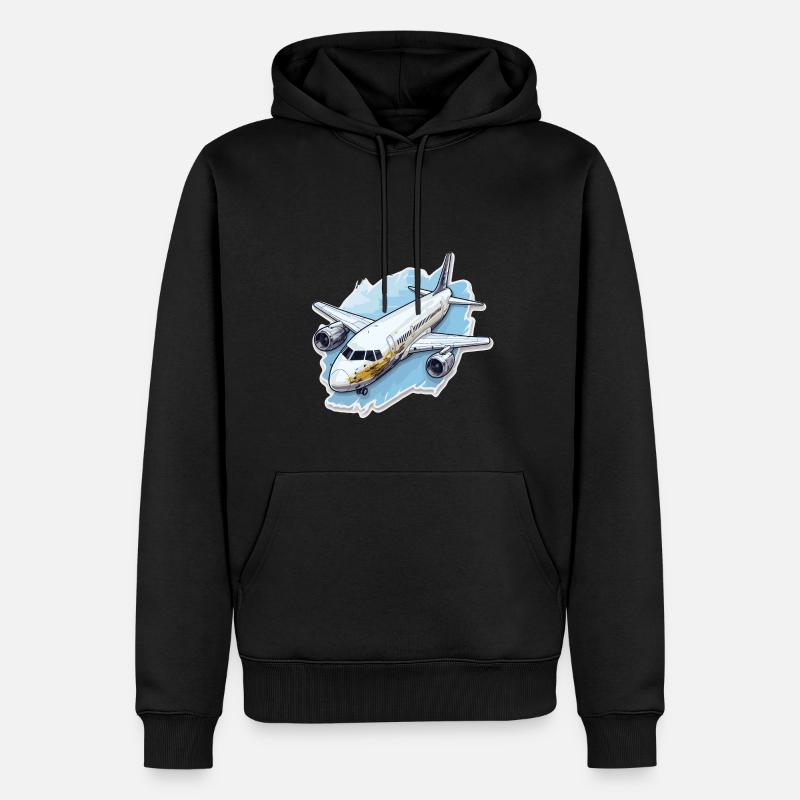 Avion - illustration - Sweat à capuche Premium bio Homme - noir
