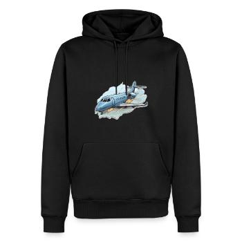 Flugzeug - Illustration - Männer Premium Bio Hoodie - Schwarz - Vorne - Nico (187cm)