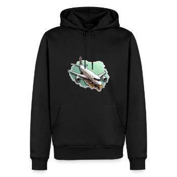 Flugzeug - Illustration - Männer Premium Bio Hoodie - Schwarz - Vorne - Nico (187cm)