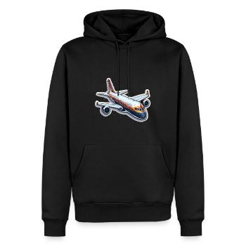 Flugzeug - Illustration - Männer Premium Bio Hoodie - Schwarz - Vorne - Nico (187cm)