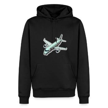 Flugzeug - Illustration - Männer Premium Bio Hoodie - Schwarz - Vorne - Nico (187cm)