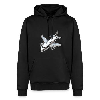 Flugzeug - Illustration - Männer Premium Bio Hoodie - Schwarz - Vorne - Nico (187cm)