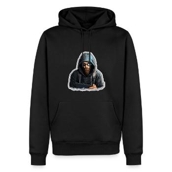 Hacker éthique - Illustration - Sweat à capuche Premium bio Homme - noir - Devant - Nico (187cm)