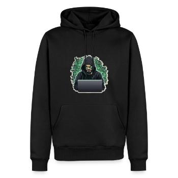 Hacker éthique - Illustration - Sweat à capuche Premium bio Homme - noir - Devant - Nico (187cm)