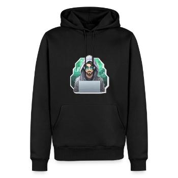 Hacker éthique - Illustration - Sweat à capuche Premium bio Homme - noir - Devant - Nico (187cm)