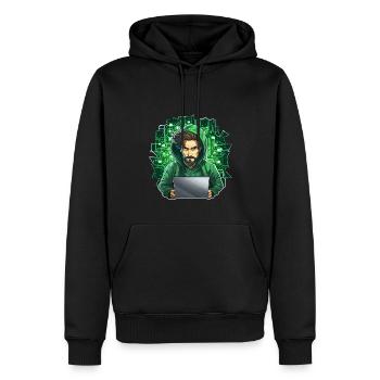 Ethical Hacker - Illustration - Men’s Premium Organic Hoodie - black - Front - Nico (187cm)