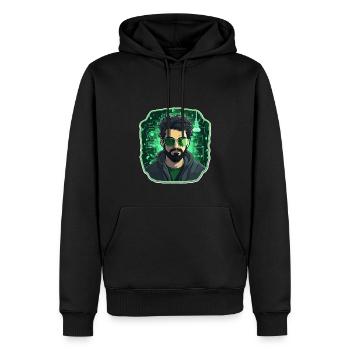 Hacker éthique - Illustration - Sweat à capuche Premium bio Homme - noir - Devant - Nico (187cm)