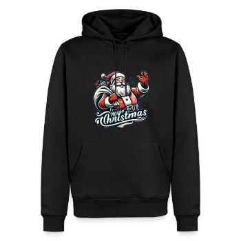 Joyeux Noël - Illustration du Père Noël - Sweat à capuche Premium bio Homme - noir - Devant - Nico (187cm)