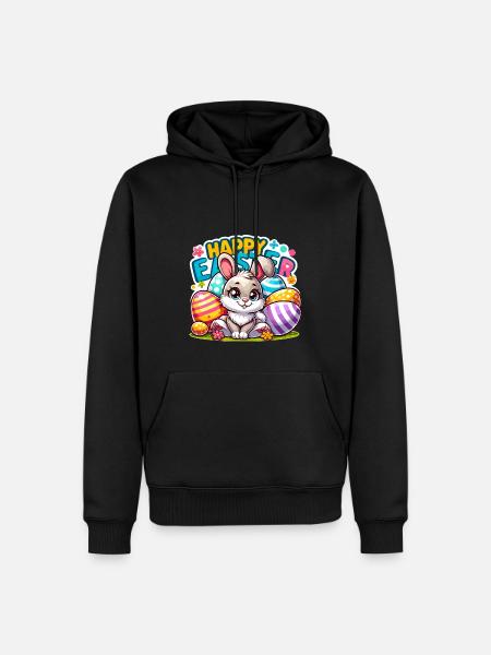 Happy Easter - Easter Bunny Illustration - Men’s Premium Organic Hoodie - black