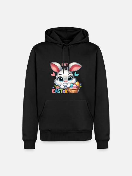 Happy Easter - Easter Bunny Illustration - Men’s Premium Organic Hoodie - black