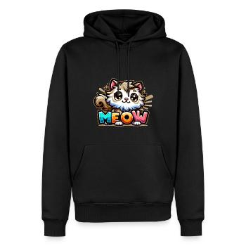 Meow - Katze Illustration - Männer Premium Bio Hoodie - Schwarz - Vorne - Nico (187cm)
