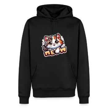 Meow - Katze Illustration - Männer Premium Bio Hoodie - Schwarz - Vorne - Nico (187cm)