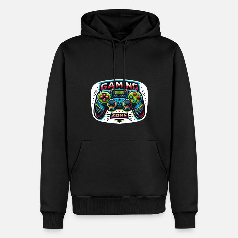 Gaming Zone - Controller Illustration - Männer Premium Bio Hoodie - Schwarz