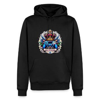 King of Gaming - Controller und Krone Illustration - Männer Premium Bio Hoodie - Schwarz - Vorne - Nico (187cm)
