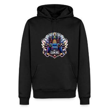 King of Gaming - Controller und Krone Illustration - Männer Premium Bio Hoodie - Schwarz - Vorne - Nico (187cm)