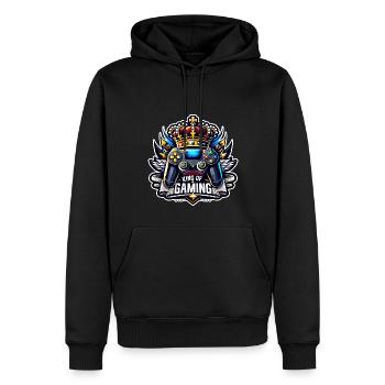 King of Gaming - Controller und Krone Illustration - Männer Premium Bio Hoodie - Schwarz - Vorne - Nico (187cm)