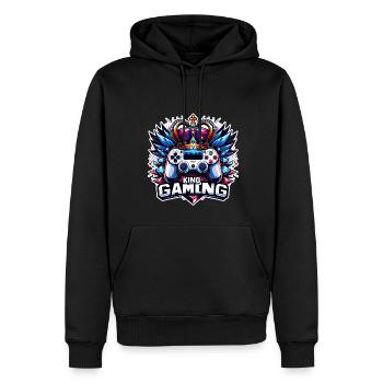 King of Gaming - Controller und Krone Illustration - Männer Premium Bio Hoodie - Schwarz - Vorne - Nico (187cm)