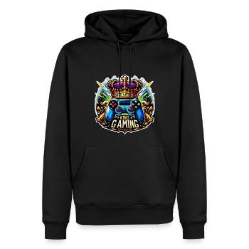 King of Gaming - Controller und Krone Illustration - Männer Premium Bio Hoodie - Schwarz - Vorne - Nico (187cm)