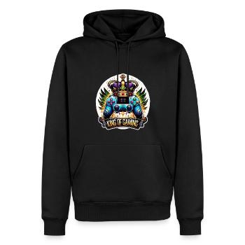 King of Gaming - Controller und Krone Illustration - Männer Premium Bio Hoodie - Schwarz - Vorne - Nico (187cm)