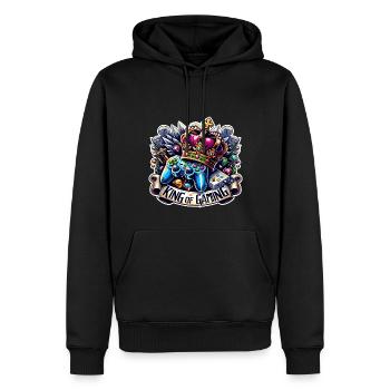 King of Gaming - Controller und Krone Illustration - Männer Premium Bio Hoodie - Schwarz - Vorne - Nico (187cm)