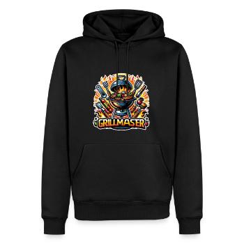 GrillMaster - Grill Illustration - Männer Premium Bio Hoodie - Schwarz - Vorne - Nico (187cm)