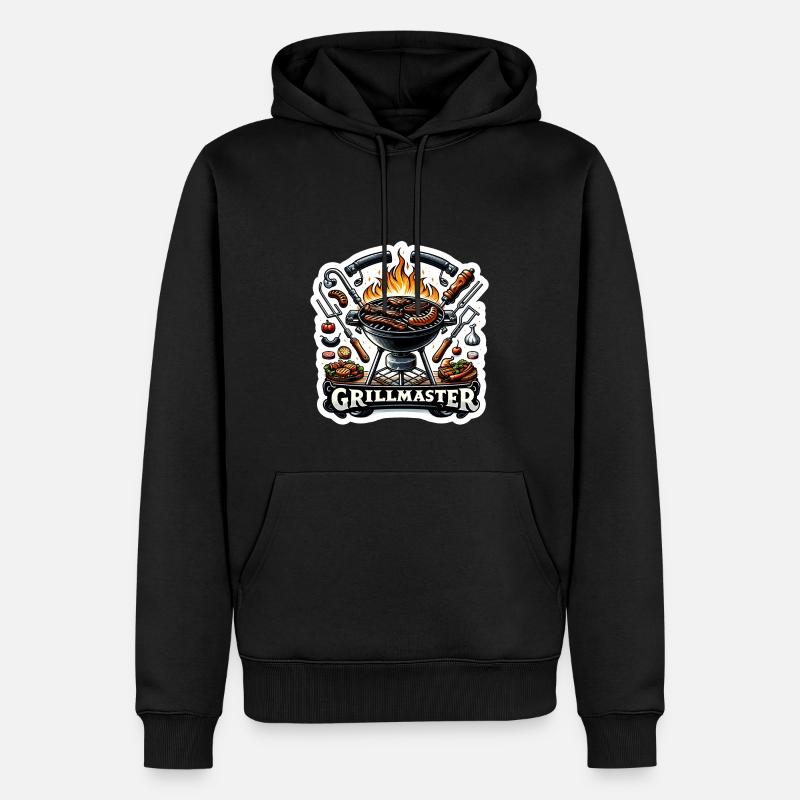 GrillMaster - Grill Illustration - Männer Premium Bio Hoodie - Schwarz