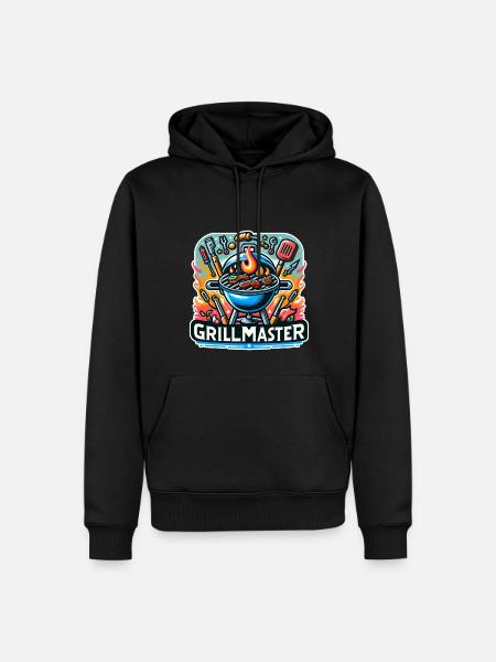 GrillMaster - Grill Illustration - Männer Premium Bio Hoodie - Schwarz
