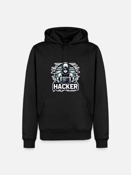 Hacker - Illustration - Männer Premium Bio Hoodie - Schwarz