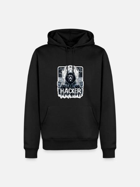 Hacker - Illustration - Sweat à capuche Premium bio Homme - noir